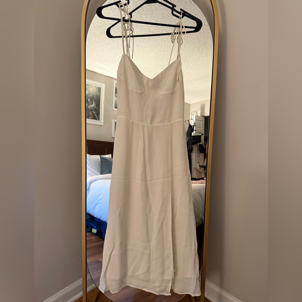 Reformation White Midi Slip Dress with Side Slit - Picture 7 of 8